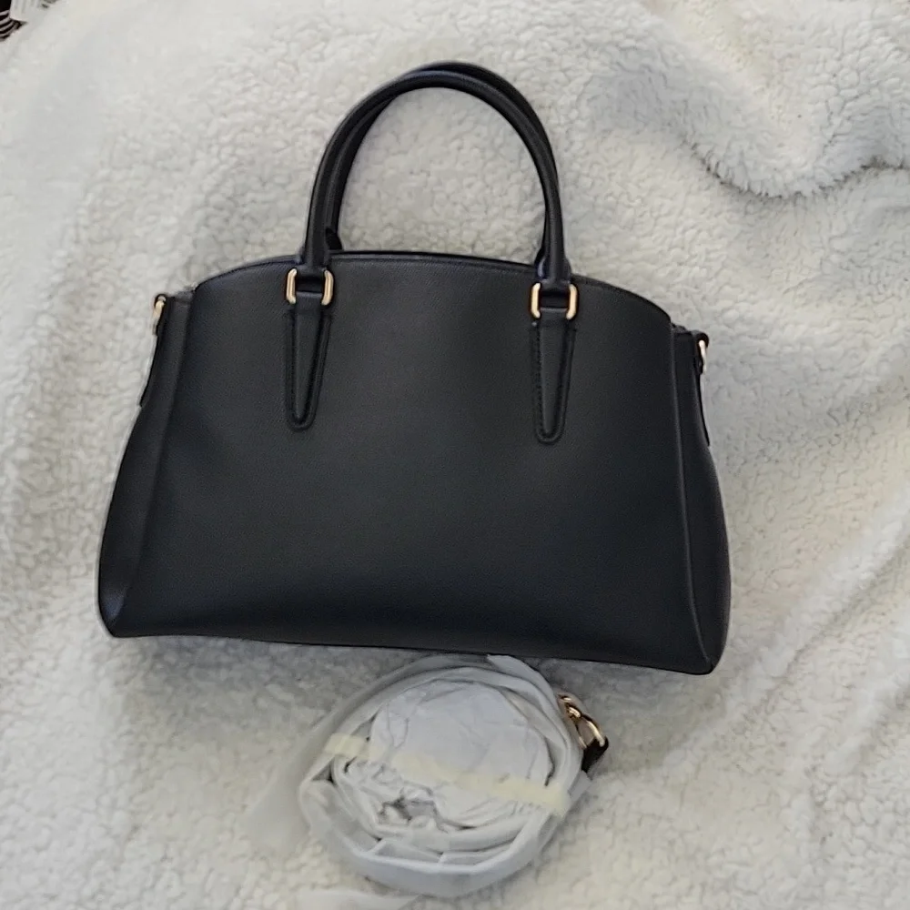 Coach Carryall Bag Black Pebble leather with embroidery Bee and Crystal Flowers - Picture 7 of 7